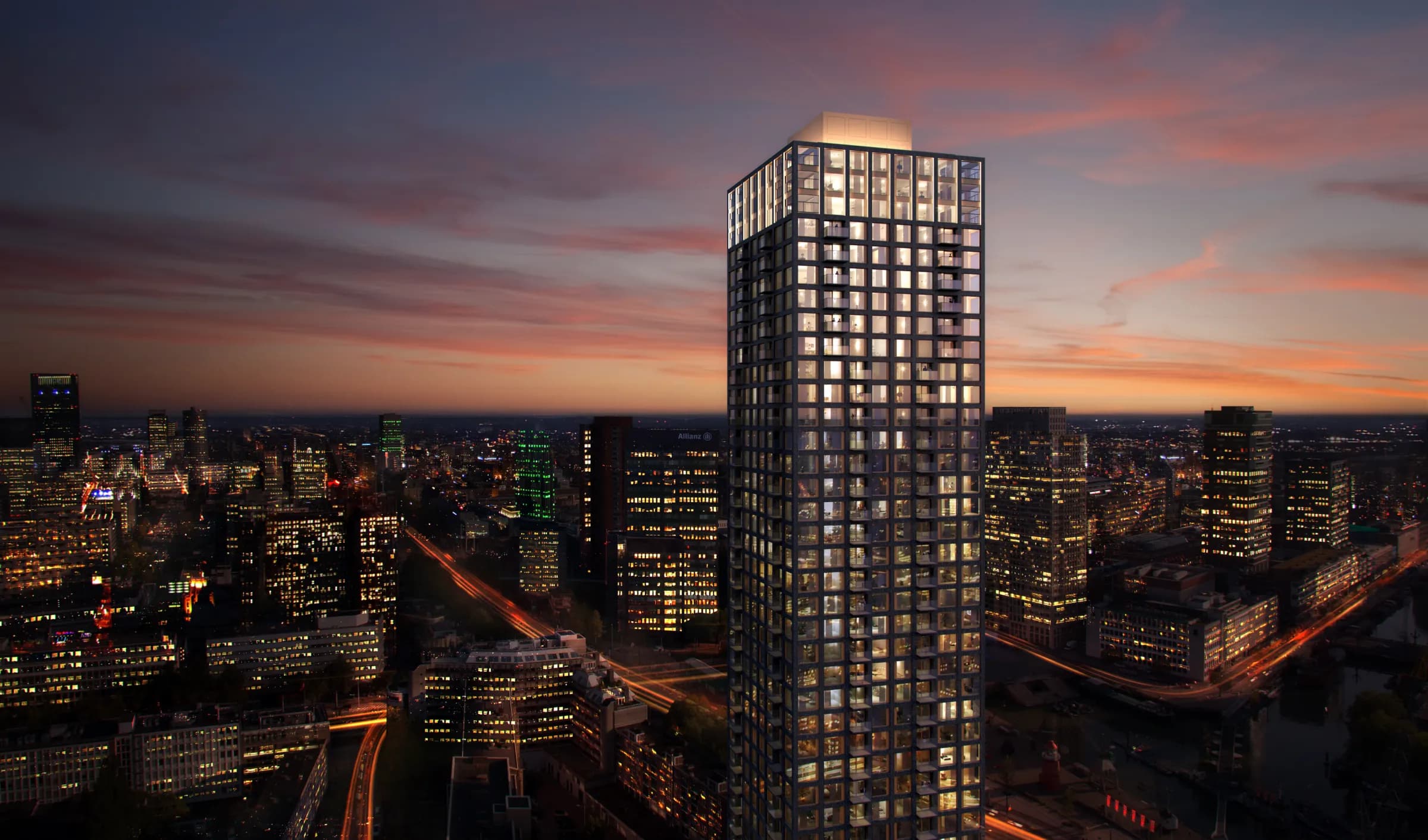 The BaanTower rising above the Rotterdam skyline