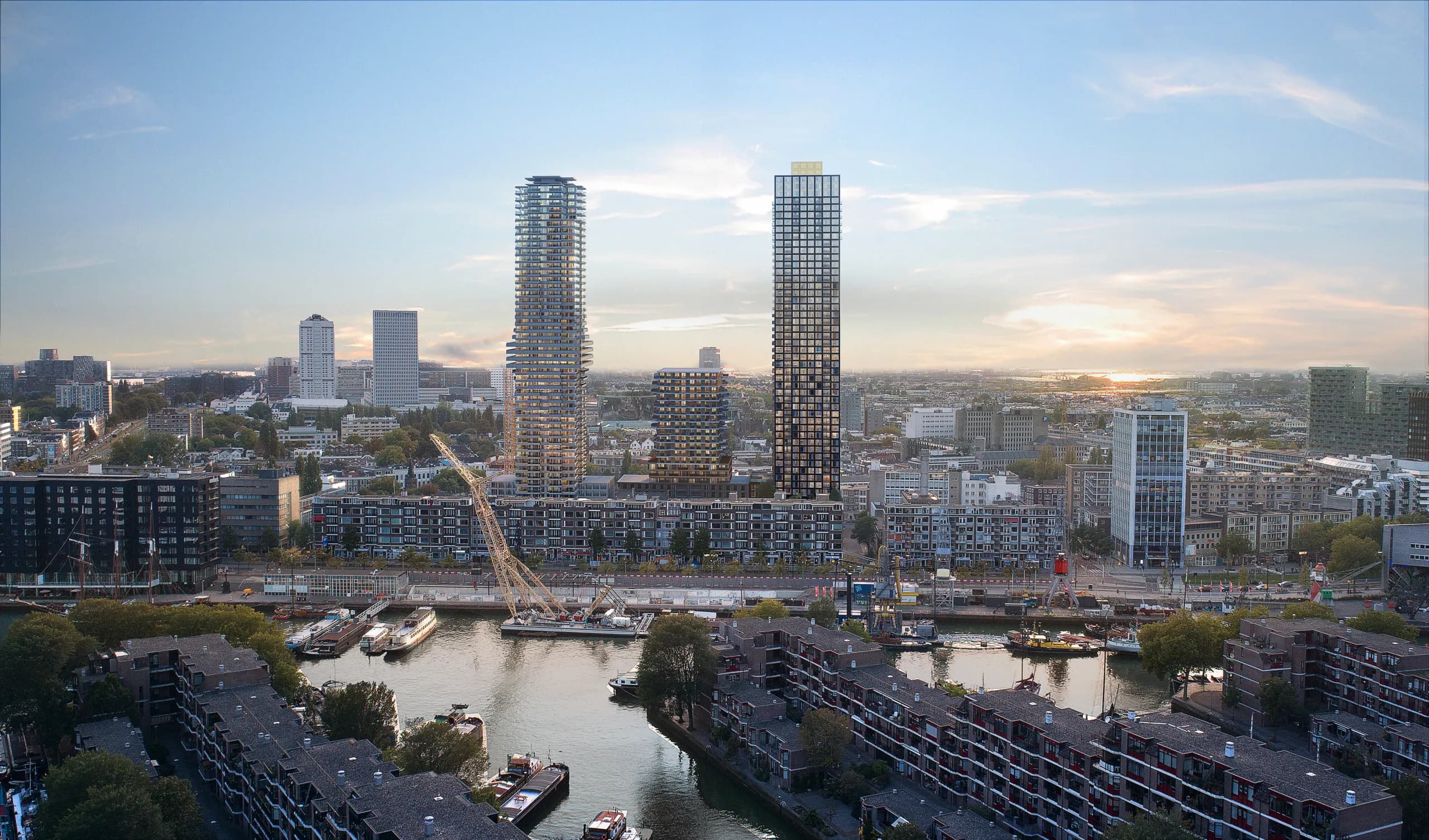 The BaanTower rising above Rotterdam