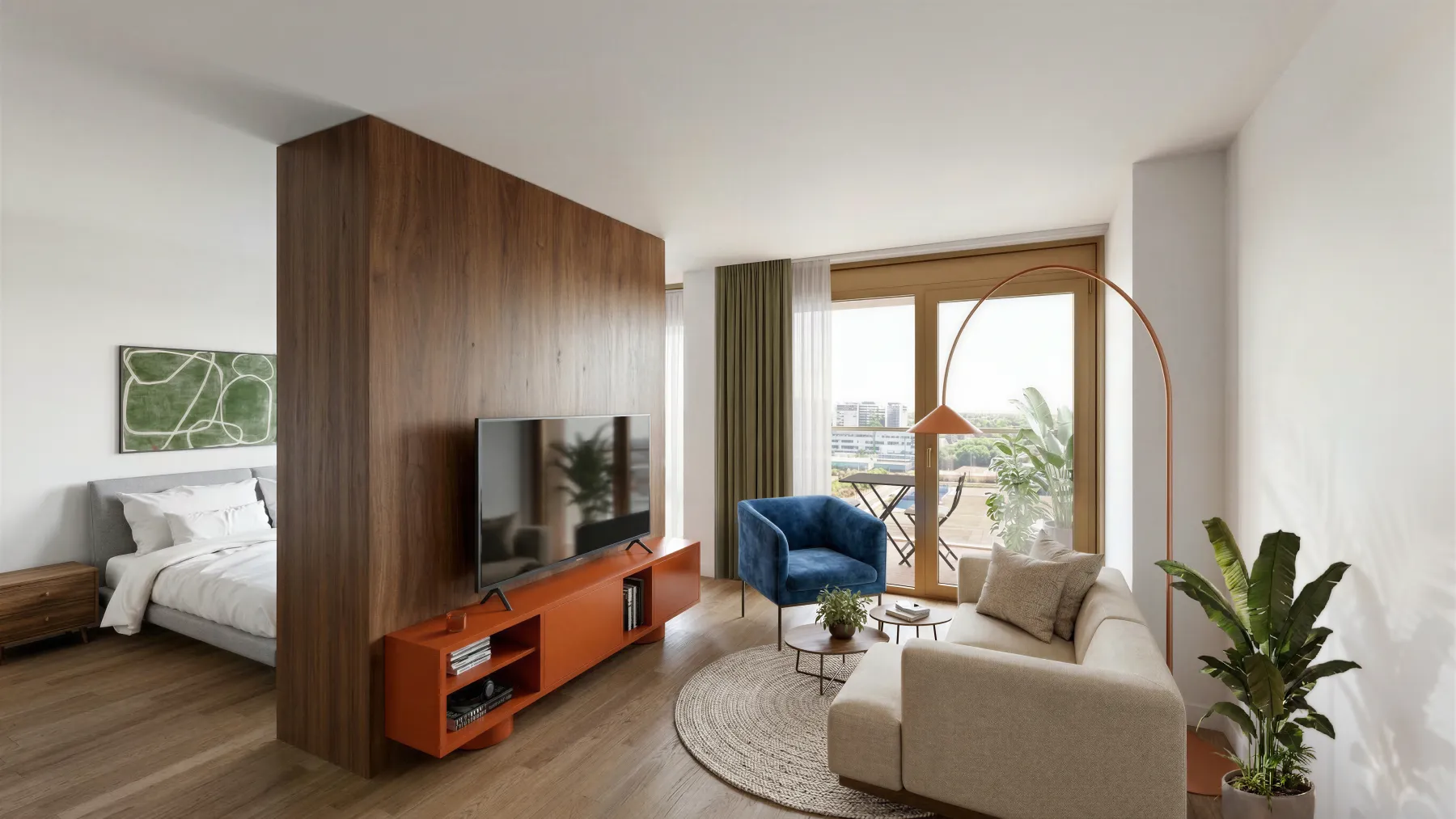 Suite interior with city views and modern furnishing